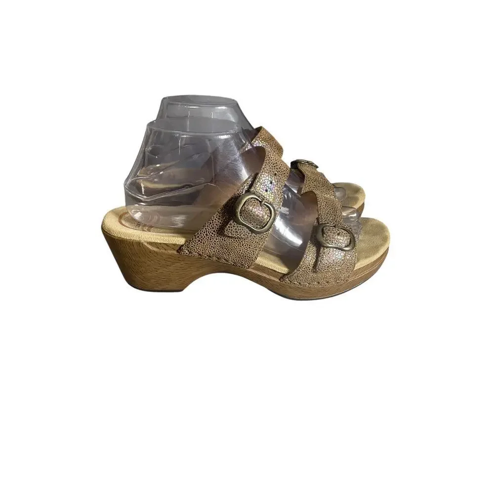 Dansko Women’s Sophie Iridescent Brown Heeled Slide Sandals Size-40 US-10